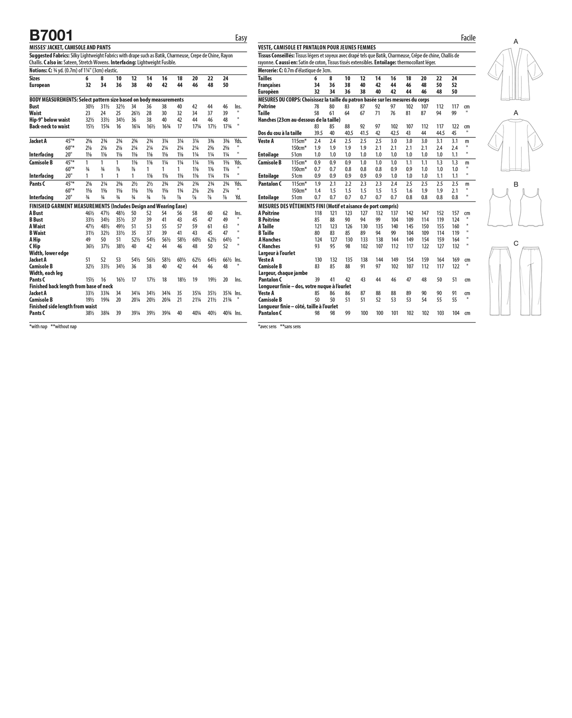 PDF-symönster - Butterick B7001 - Top Byxa Tunika - Dam | Bild 4