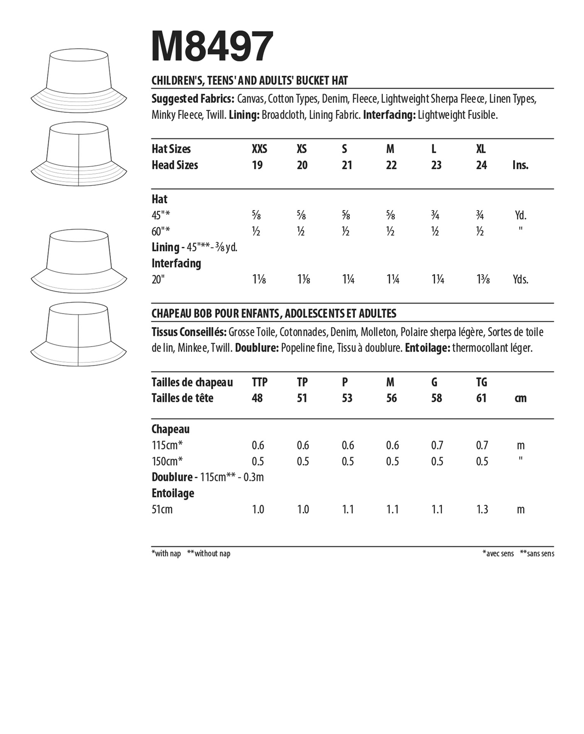 PDF-symönster - McCall´s 8497 - Hatt | Bild 5