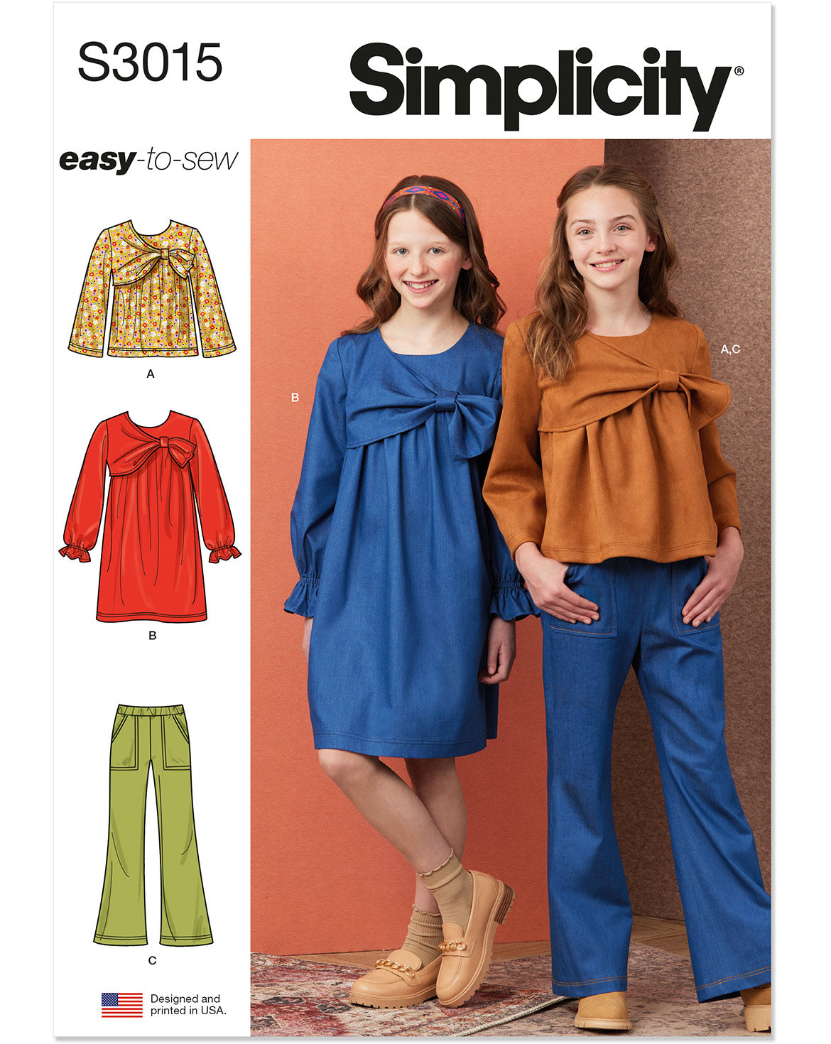 PDF-symönster - Simplicity 3015 - Top Byxa Klänning - Flicka | Bild 5