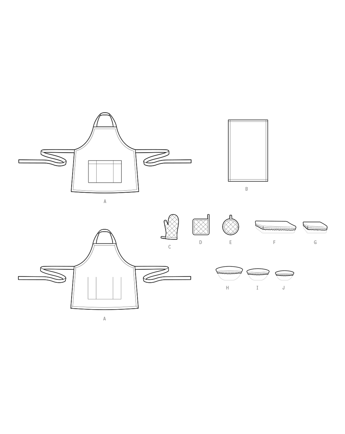 Symönster PDF-symönster - Simplicity 3058 - Förkläde - Inredning | Bild 1