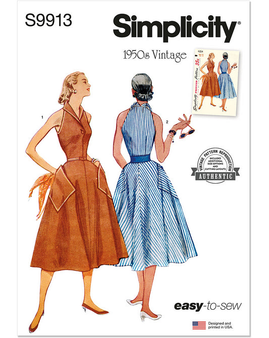 PDF-symönster - Simplicity 9913 - Klänning Vintage - Dam | Bild 2