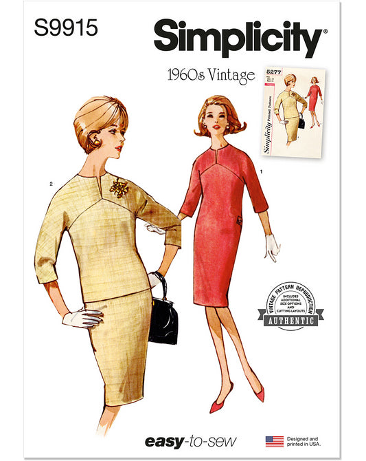 PDF-symönster - Simplicity 9915 - Klänning Kjol Vintage Jacka - Dam | Bild 2