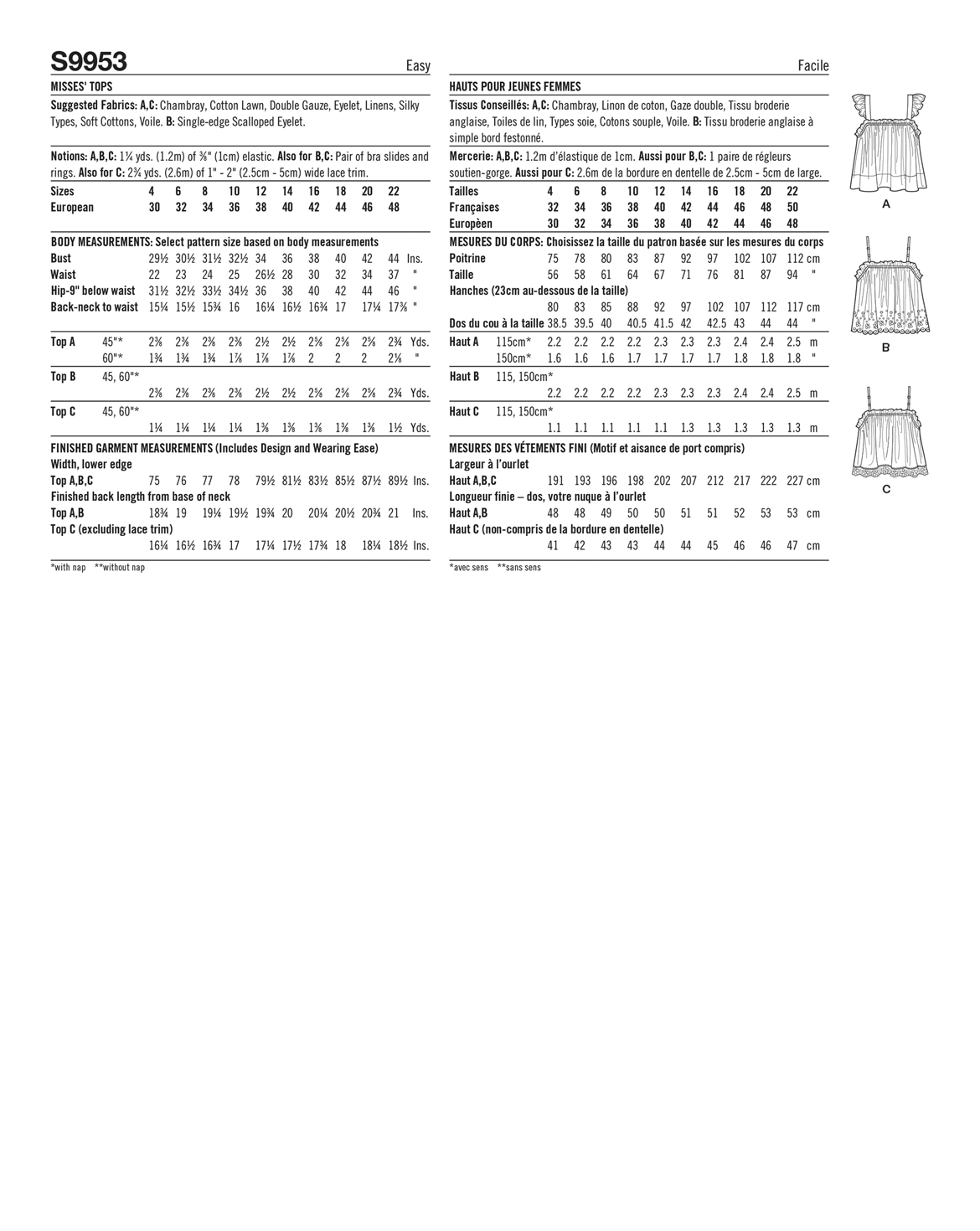 PDF-symönster - Simplicity 9953 - Top - Dam | Bild 3