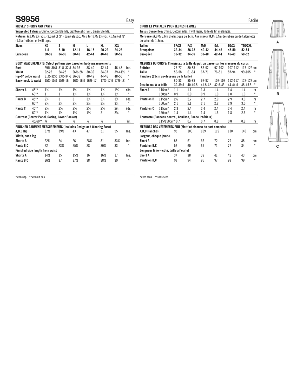 PDF-symönster - Simplicity 9956 - Byxa Shorts - Dam | Bild 3