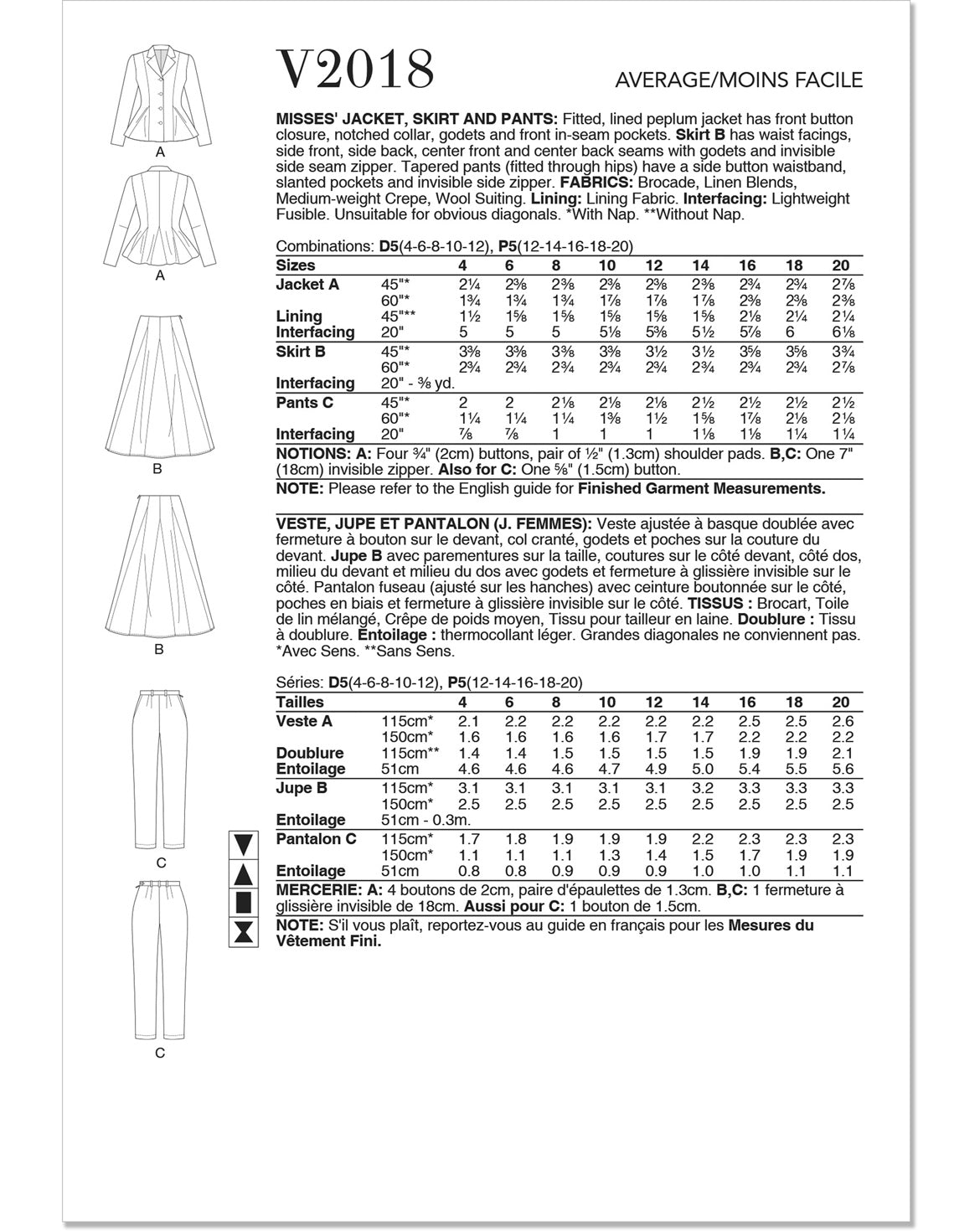 Symönster Vogue Patterns 2018 - Byxa Kjol Jacka - Dam - Business | Bild 5