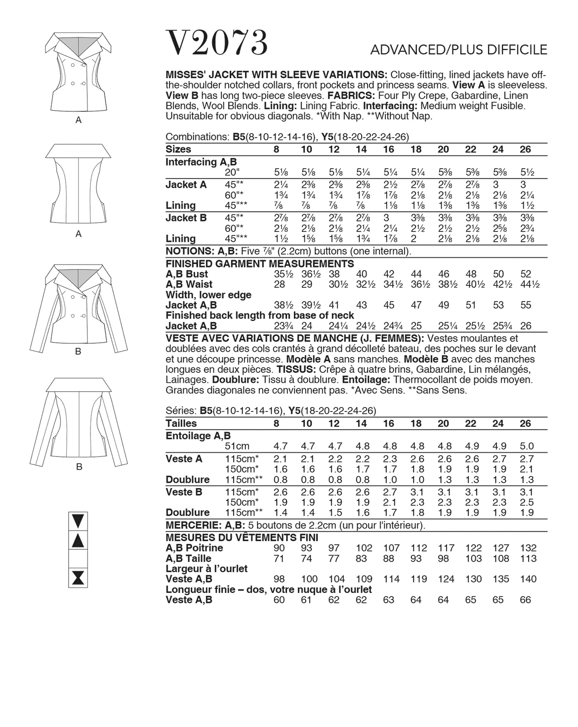 Symönster Vogue Patterns 2073 - Jacka Top - Dam - Högtid | Bild 3