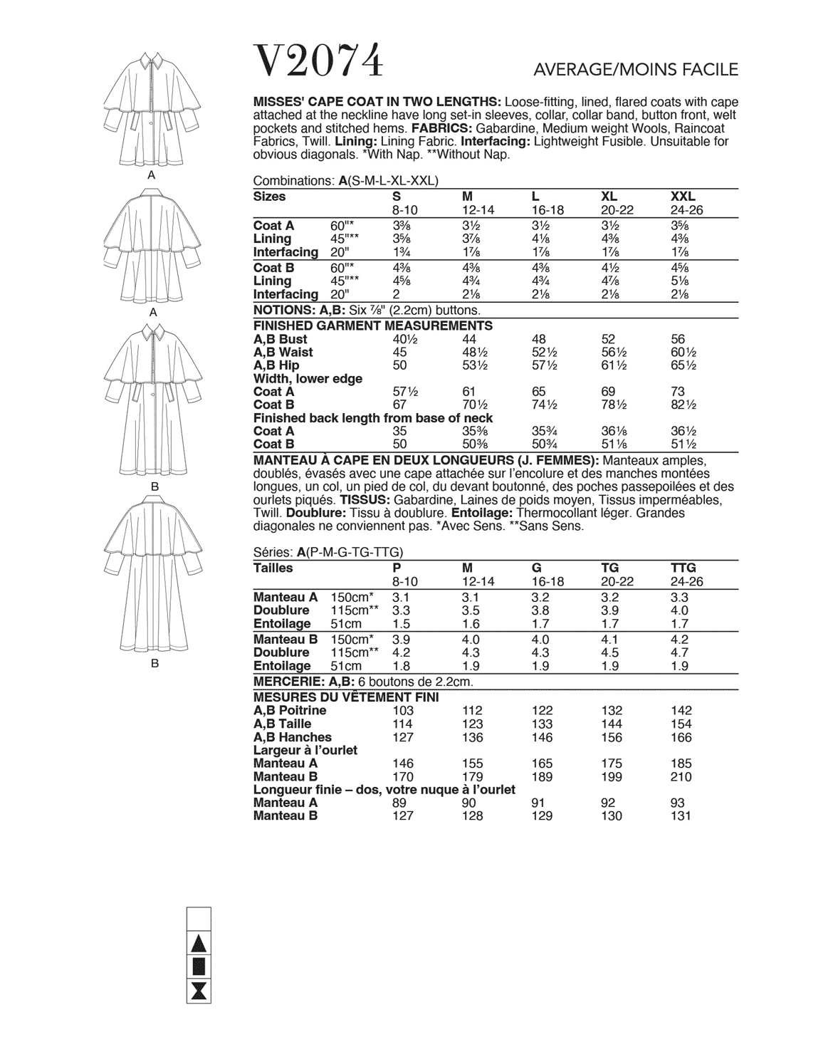 Symönster Vogue Patterns 2074 - Kappa - Dam | Bild 3