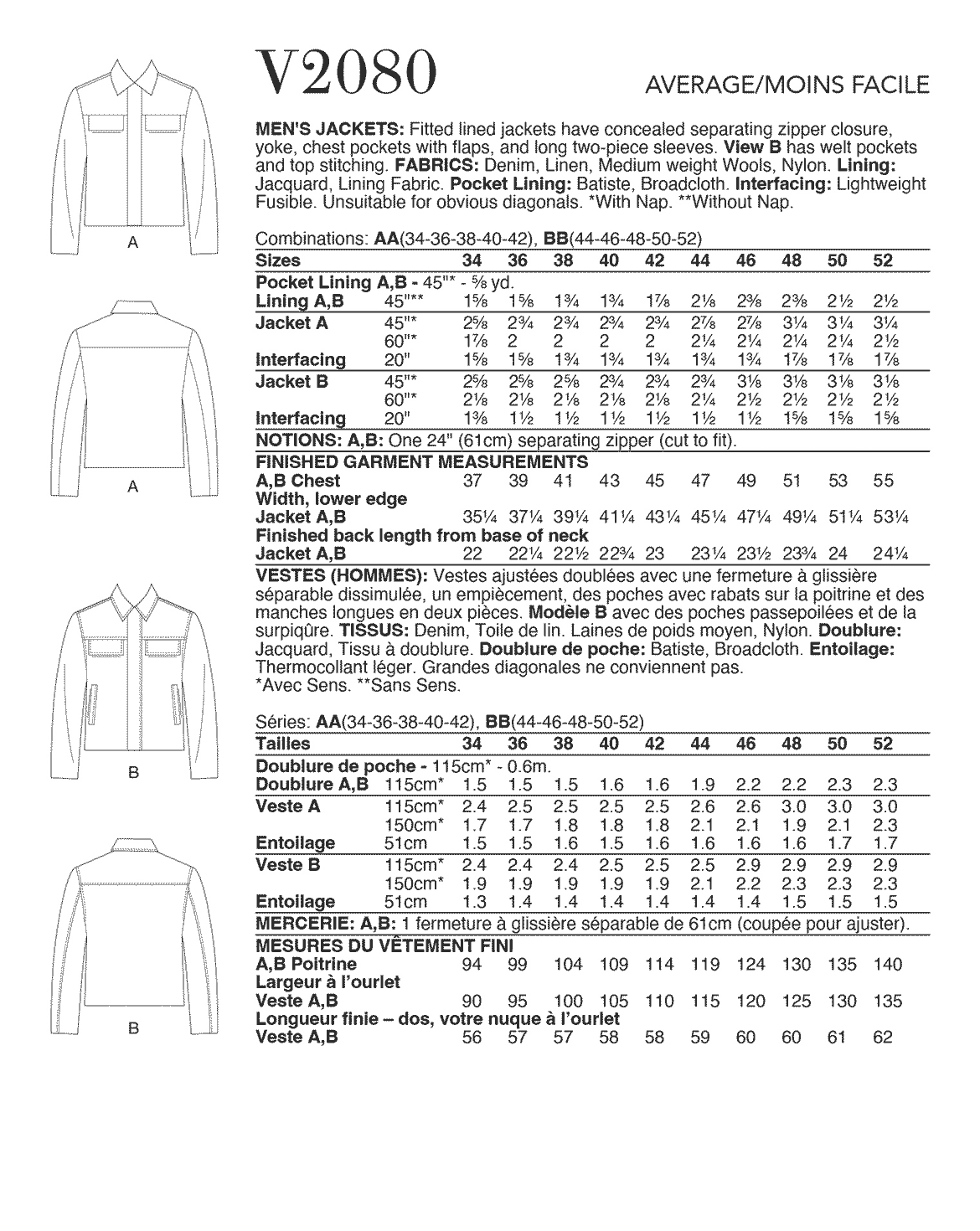 Symönster Vogue Patterns 2080 - Jacka - Herr | Bild 2