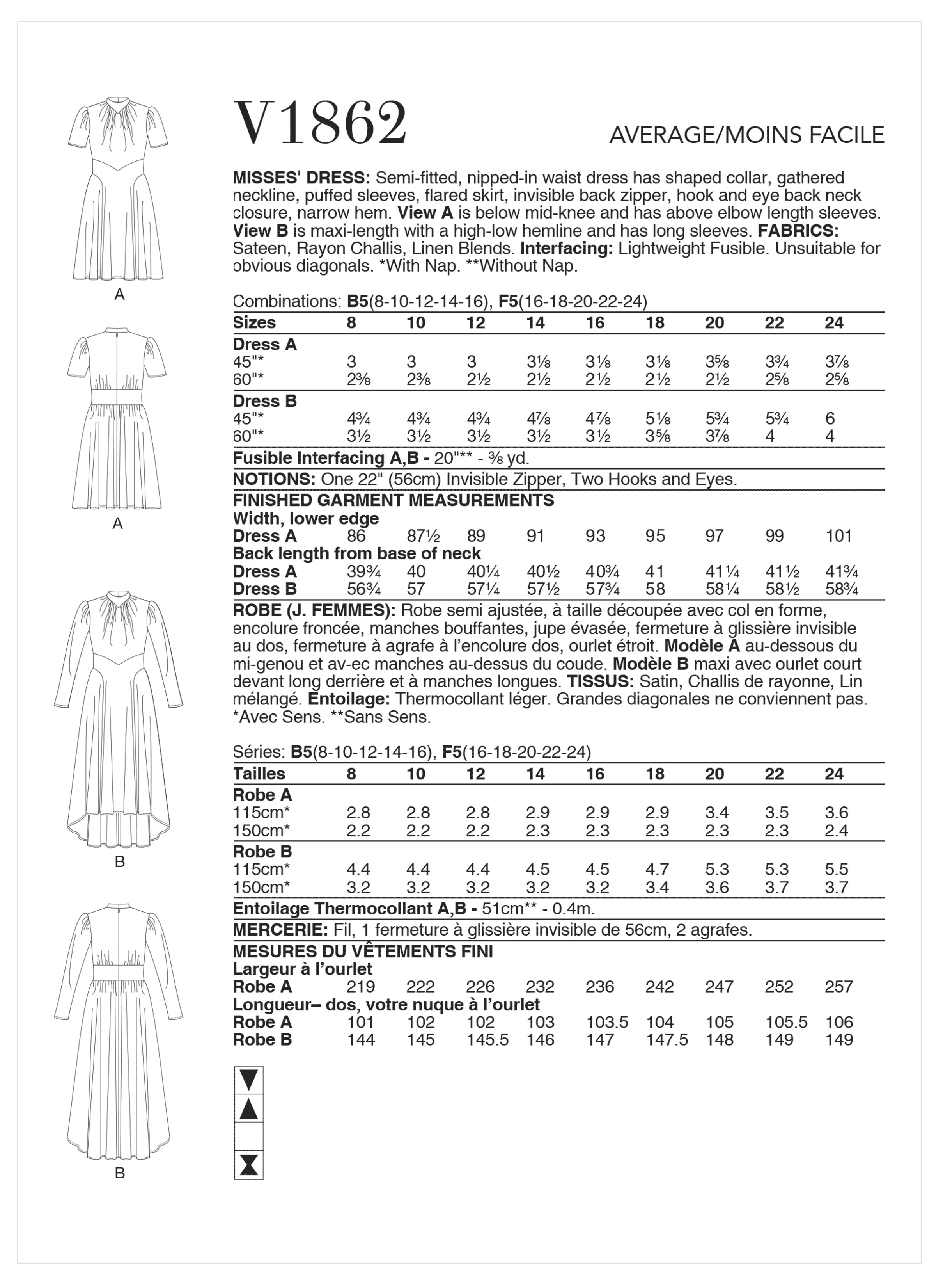 Symönster Vogue Patterns 1862 - Klänning - Dam | Köp På Nätet Hos ...