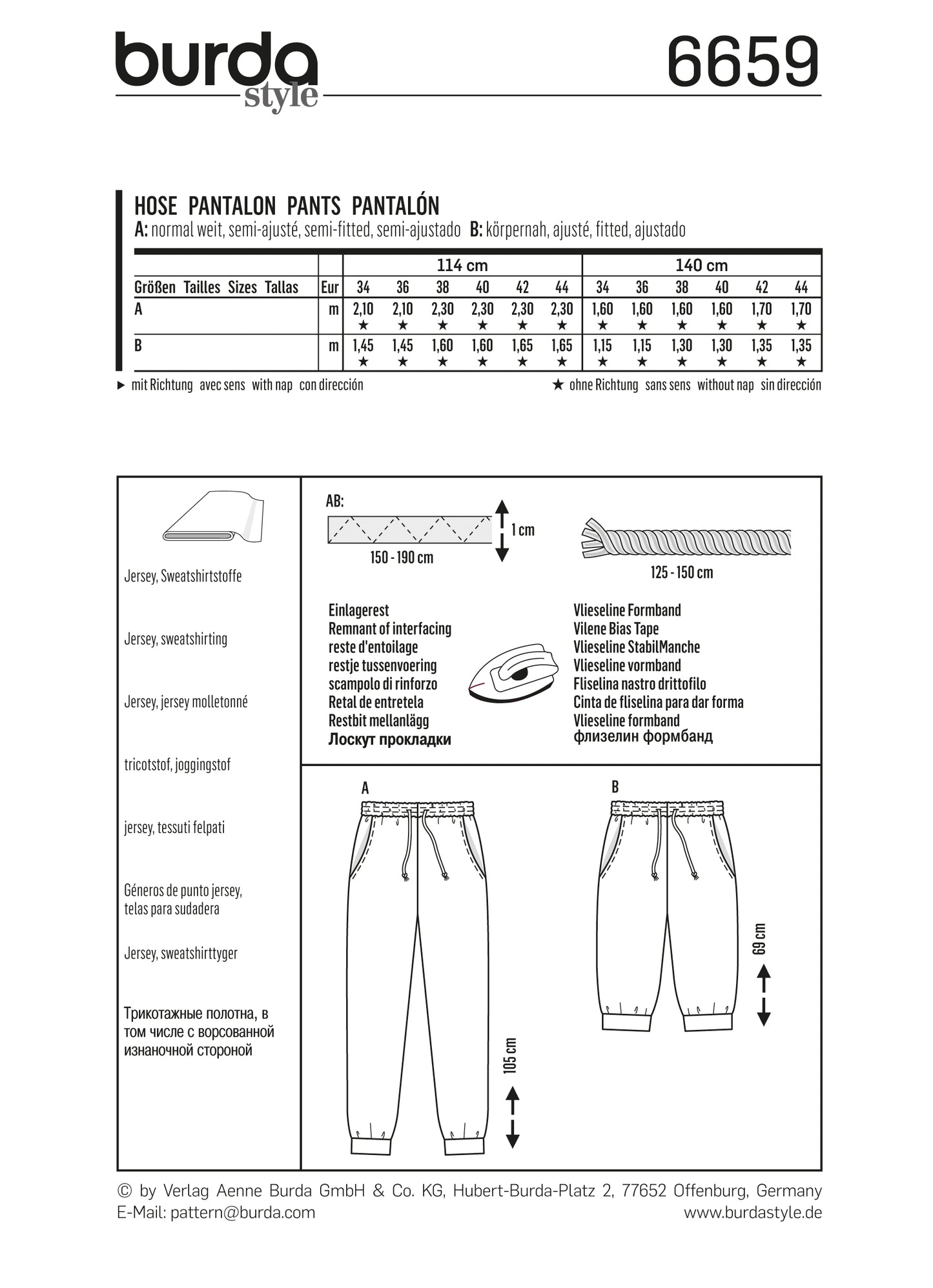 Symönster PDF symönster - Burda 6659 - Byxa - Dam - Casual | Bild 1